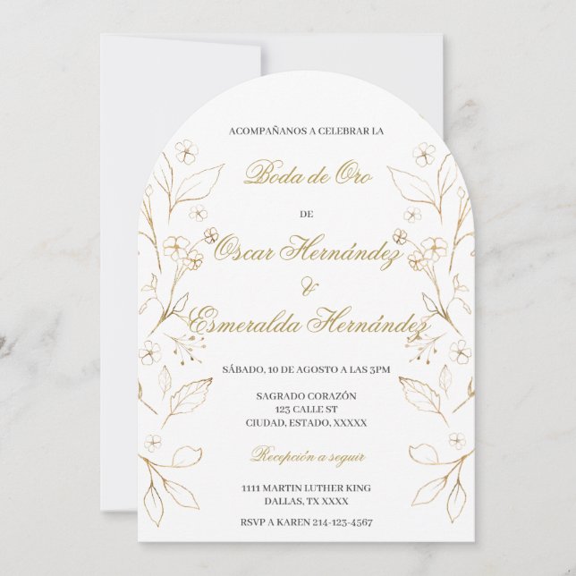 Boda de oro editable invitation (Front)