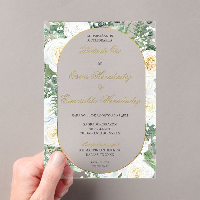 Boda de oro elegante editable acrylic invitations (Insitu (Handheld))