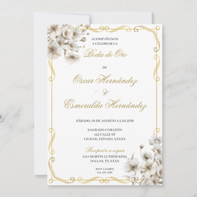 Boda de oro elegante editable invitation (Front)