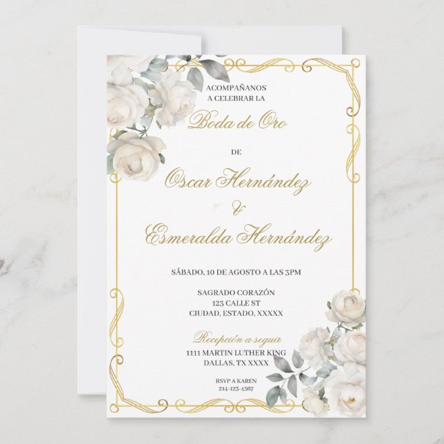 Boda de oro elegante editable invitation (Front)