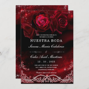 Boda en Negro, Rojo y Blanco Invitation