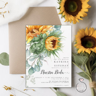Boda española rústica de girasoles amarillos invitation