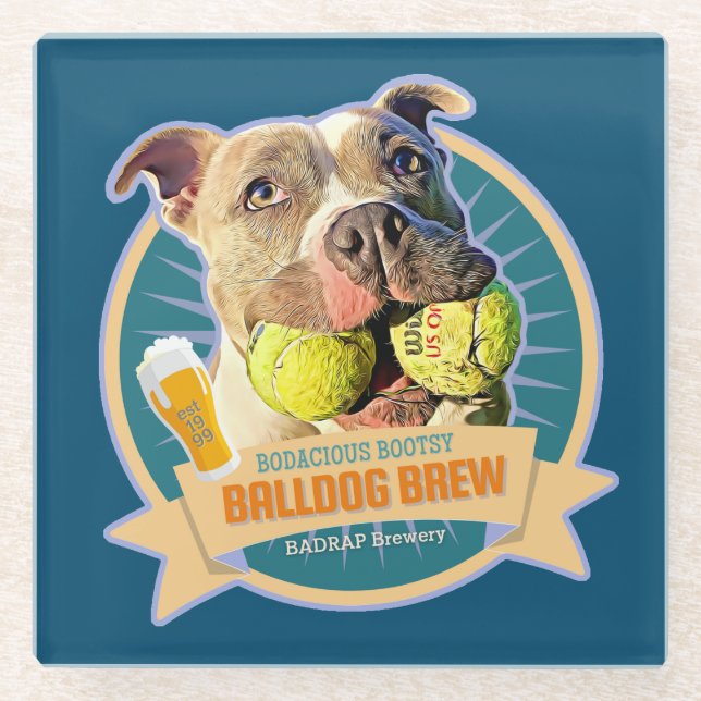 Bodacious Ball dog Beer Label Coaster (Front)