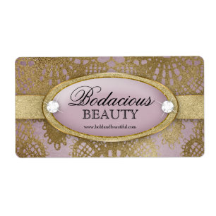 Bodacious Beauty Mauve Gold Lace Large Label