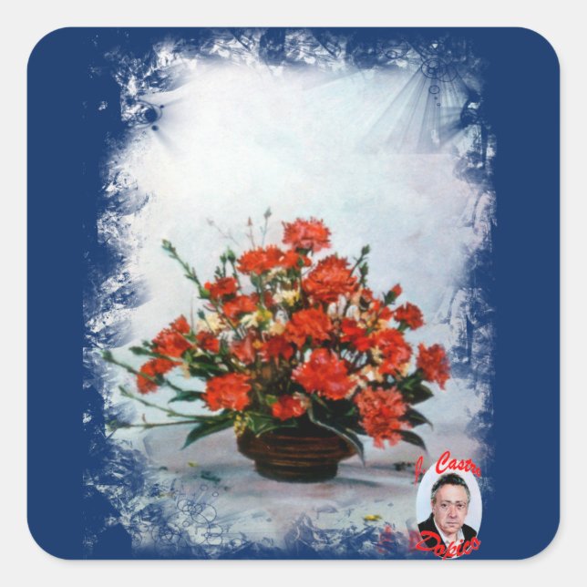 Bodegón de flores/Still life of flowers Square Sticker (Front)