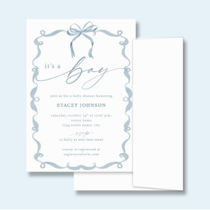 BODHI Baby Shower Invitation It's a Boy Blue Bow