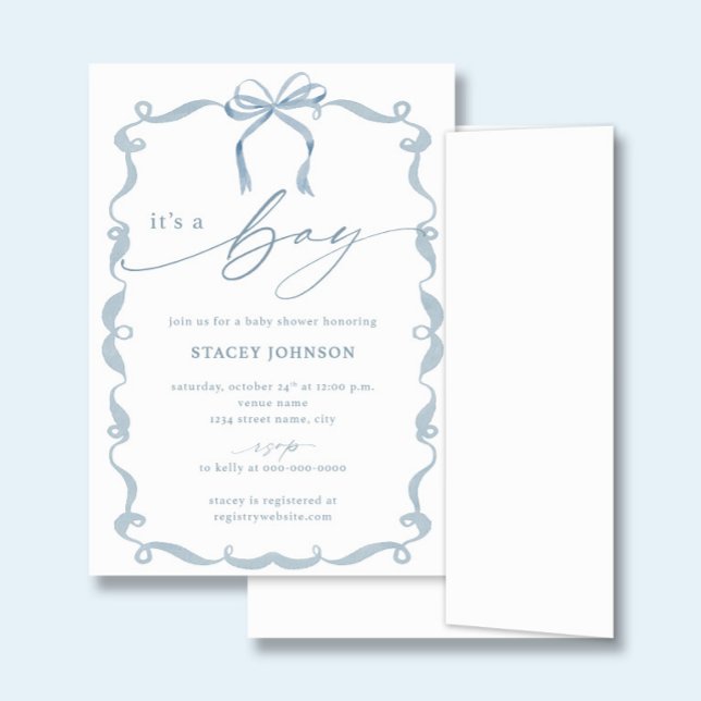 BODHI | Baby Shower Invitation It's a Boy Blue Bow (Creator Uploaded)