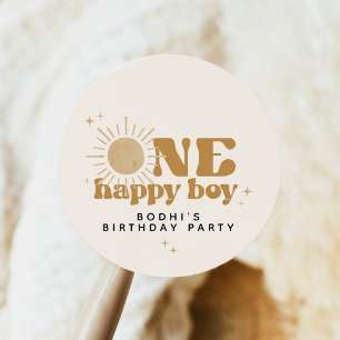 BODHI One Happy Boy First Trip Around Sun Birthday Classic Round Sticker