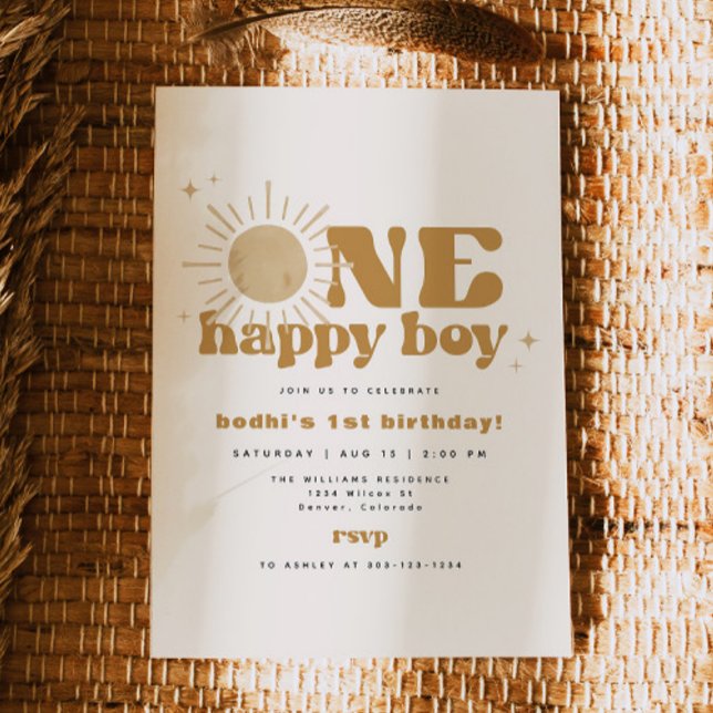 BODHI One Happy Boy First Trip Around Sun Birthday Invitation (Creator Uploaded)