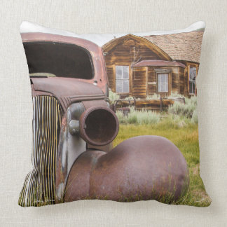 Bodie Ghost Town Abandoned Rusted Car Close Up Cushion