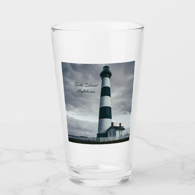 Bodie Island Lighthouse black and white Glass (Front)