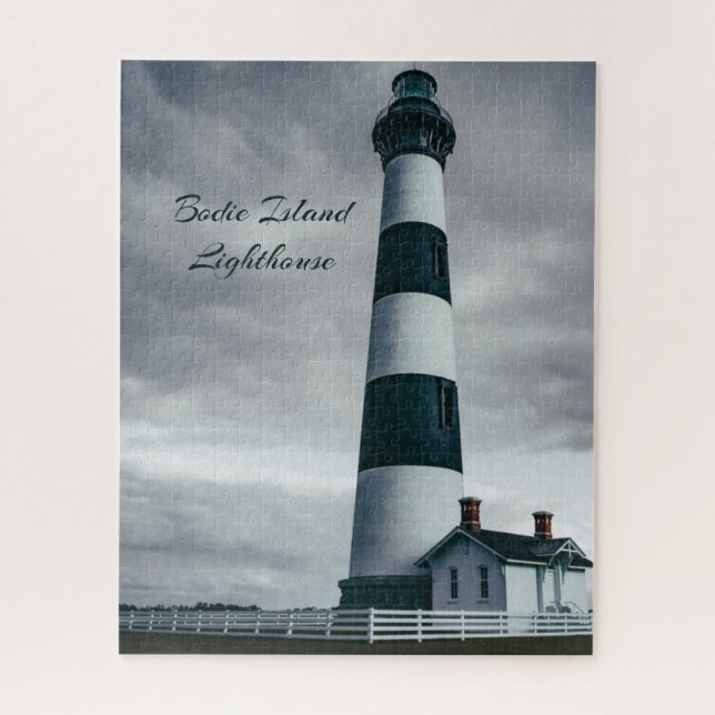 Bodie Island Lighthouse black and white Jigsaw Puzzle (Vertical)