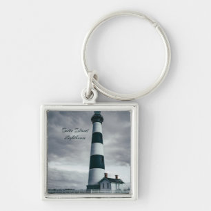 Bodie Island Lighthouse black and white Key Ring