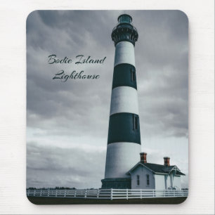 Bodie Island Lighthouse black and white Mouse Mat