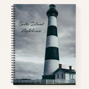 Bodie Island Lighthouse black and white Notebook