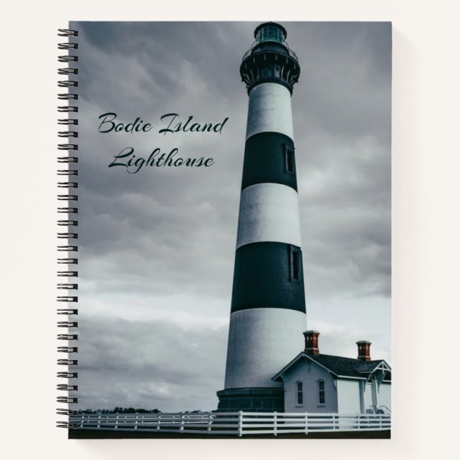 Bodie Island Lighthouse black and white Notebook (Front)
