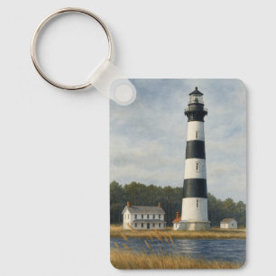 Bodie Island Lighthouse Watercolor Key Ring
