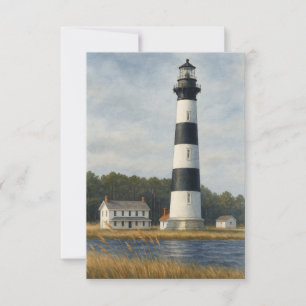 Bodie Island Lighthouse Watercolor Thank You Card