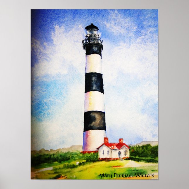 Bodie Lighthouse  watercolor by Mary Dunham Walter Poster (Front)