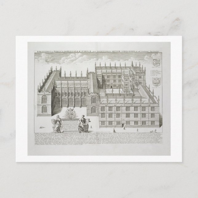 Bodleian Library, Oxford, from 'Oxonia Illustrata' Postcard (Front)