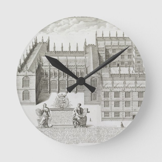 Bodleian Library, Oxford, from 'Oxonia Illustrata' Round Clock (Front)