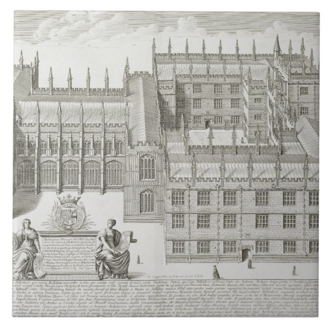 Bodleian Library, Oxford, from 'Oxonia Illustrata' Tile (Front)
