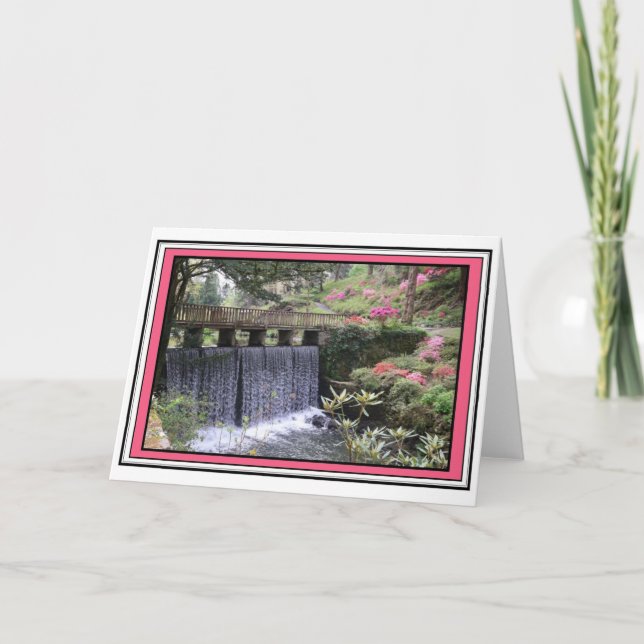 Bodnant Gardens Waterfall Greetings Card (Front)