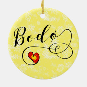 Bodø Flag Heart, Norway, Bodö Ceramic Tree Decoration