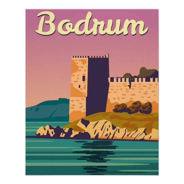 Bodrum Castle retro poster, Turkey resort Poster (Front)