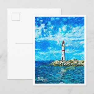 Bodrum Turkey Beautiful Oil Paint City Landscape Postcard