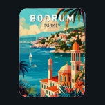 Bodrum Turkey Travel Art Vintage Magnet<br><div class="desc">Bodrum retro vector travel design. Bodrum is a city on the Bodrum Peninsula,  stretching from Turkey's southwest coast into the Aegean Sea. The city features twin bays with views of Bodrum Castle.</div>