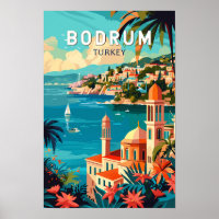 Bodrum Turkey Travel Art Vintage