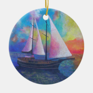 Bodrum Turquoise Coast Gulet Cruise Ceramic Tree Decoration