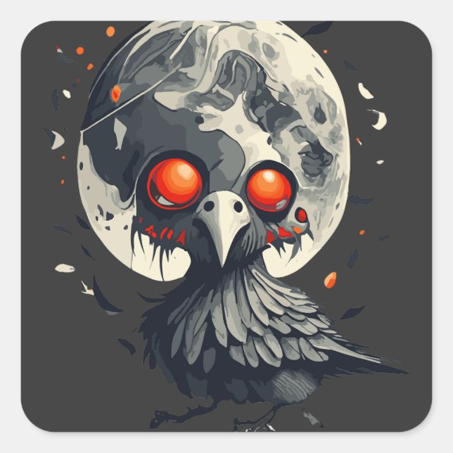 Body and Moon Square Sticker (Front)