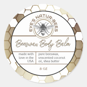 Body Balm Honeycomb Bee Gold Lip Balm Lid Label