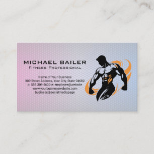 Body Builder Posing Silhouette Business Card