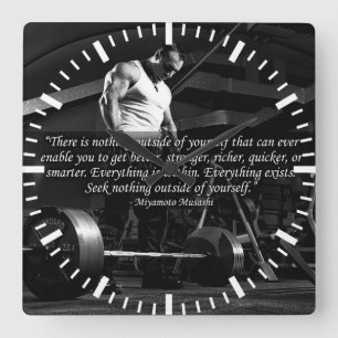 "Body building" Motivational Square Wall Clock