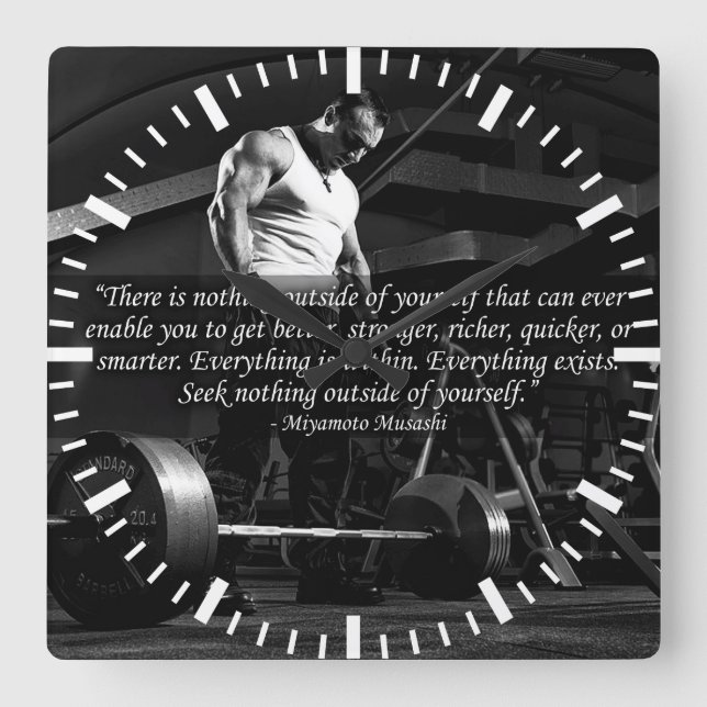 "Body building" Motivational Square Wall Clock (Front)