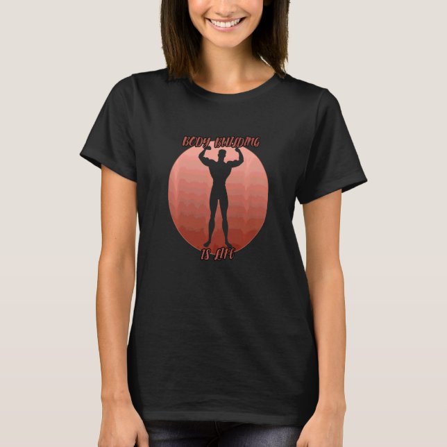Body Building Shadow In A Red Circle T-Shirt (Front)