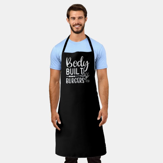 Body Built By Burgers BBQ Large Black Apron (Worn)