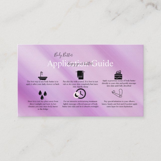Body Butter Application Guide Colourful Glam  Busi Business Card (Front)