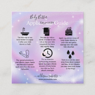 Body Butter Application Guide Modern Glam Square Business Card