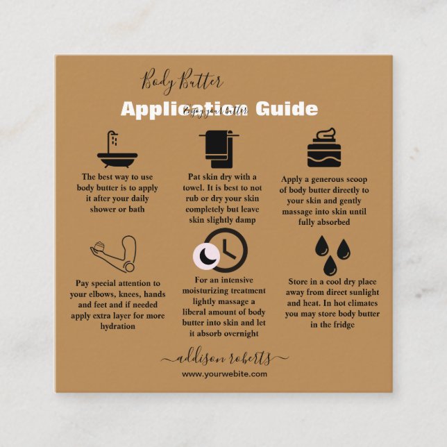 Body Butter Application Simple Professional Terrac Square Business Card (Front)