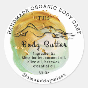 Body Butter Balm Care Packaging Logo Thank Gold Classic Round Sticker