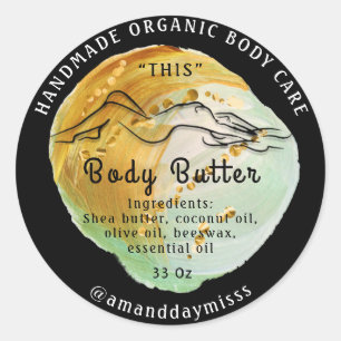 Body Butter Balm Care Packaging Logo Unique Classic Round Sticker