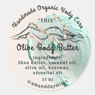 Body Butter Balm Care Packaging Rose Mint Aqua Classic Round Sticker