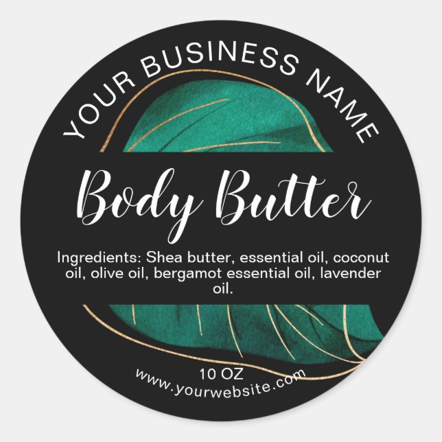 body butter banana leaf tropical product label (Front)