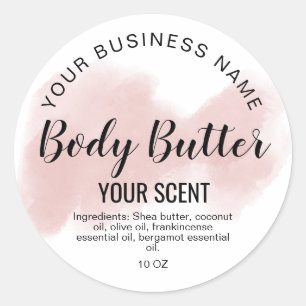 body butter blush pink agate add logo  classic rou round sticker