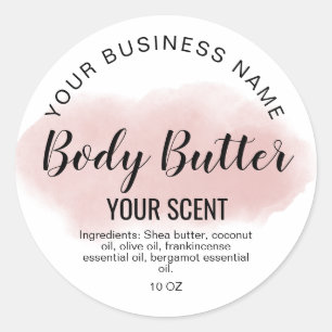 body butter blush pink agate add logo  classic rou round sticker