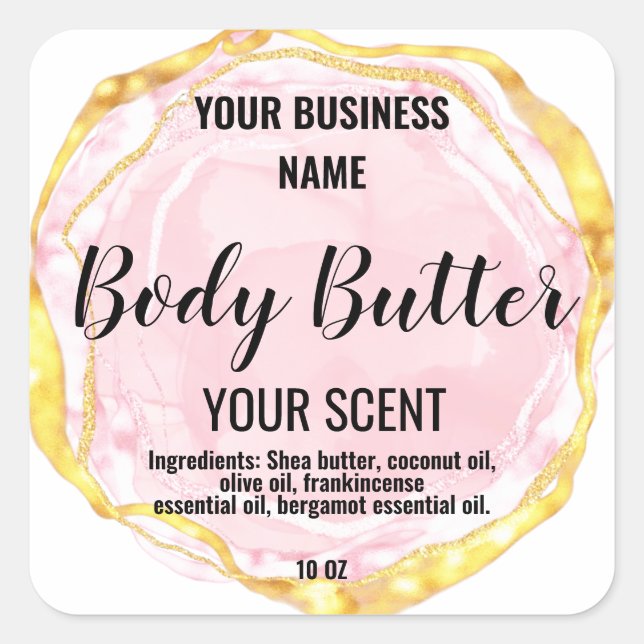 body butter  blush pink  square sticker (Front)